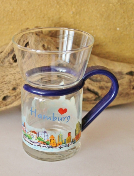 Teeglas maritim mit Motiv Hamburg ca. 11,5 x Ø 7,5 cm