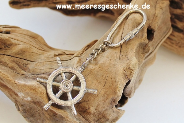Schlüsselanhänger maritim als Steuerrad ca. 11 cm silber