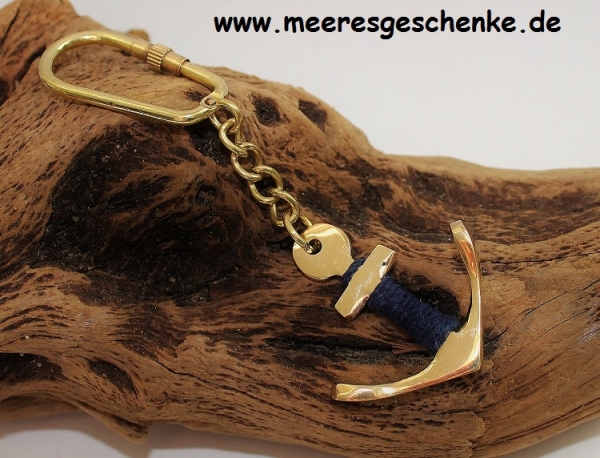 Schlüsselanhänger Anker mit blauem Tau ca. 10 cm