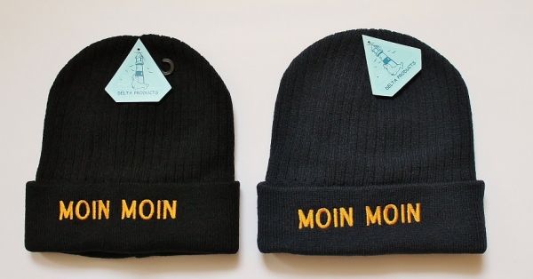 Maritime Strickmütze mit Stickerei MOIN MOIN