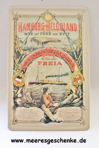 blechschild mit Hamburg-Helgoland struktuierte Oberfläche