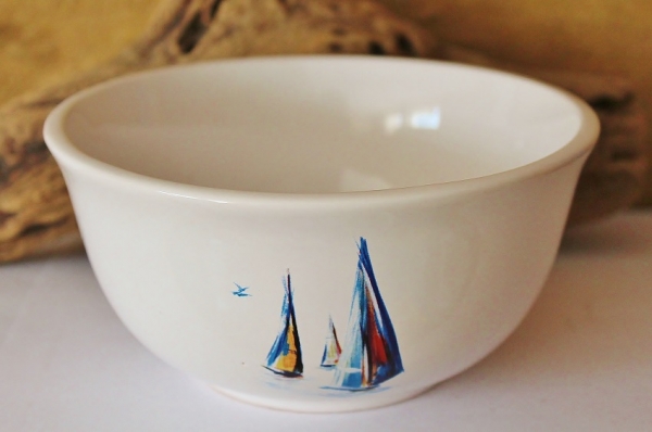 Schale maritim bunte Segler ca. 7 x Ø 14,5 cm