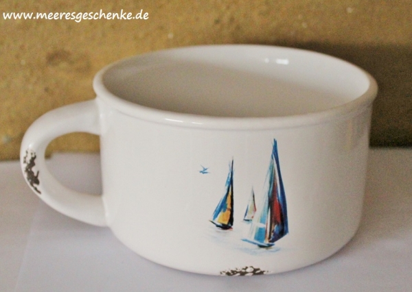 Topf maritim bunte Segler ca. 8 x Ø 14 cm