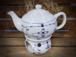 Indisch Blau Teepott 0,75 l mit Stövchen ca. 21 x 17 x 14 cm