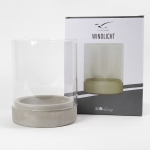 Beton Windlicht mit Glaszylinder ca. Ø 14 x 22 cm