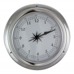 Uhr im Bullauge Ø ca. 14,5 cm vernickelt