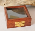 Maritime Deko Holzbox mit Glas-Deckel ca 10 x 10 x 5,5 cm 
